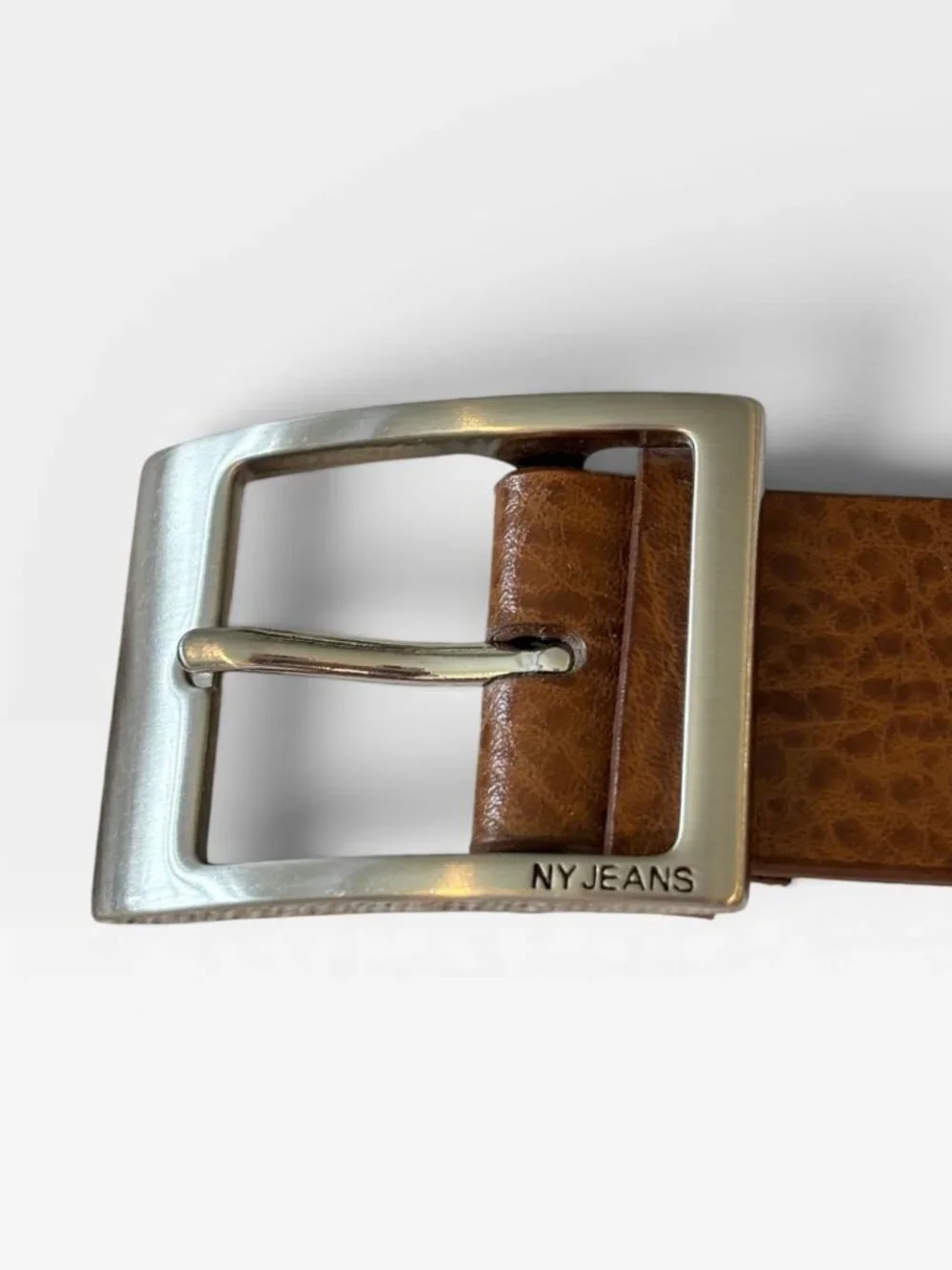 New York & Company Brown Textured Belt Silver Buckle Size Medium 37”